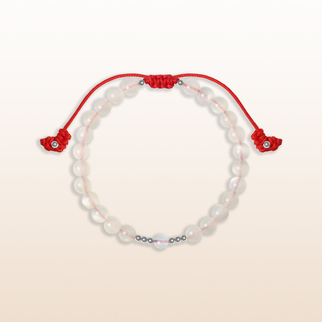 Aquamarine March Birthstone Red Rope Kid's Bracelet