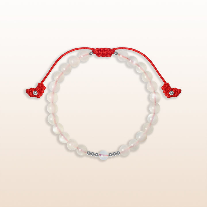 Aquamarine March Birthstone Red Rope Kid's Bracelet