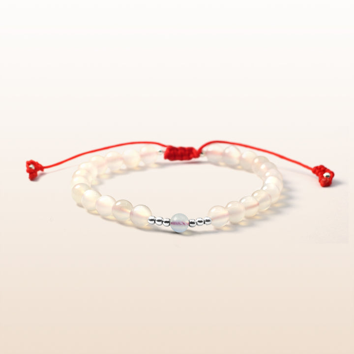 Aquamarine March Birthstone Red Rope Kid's Bracelet