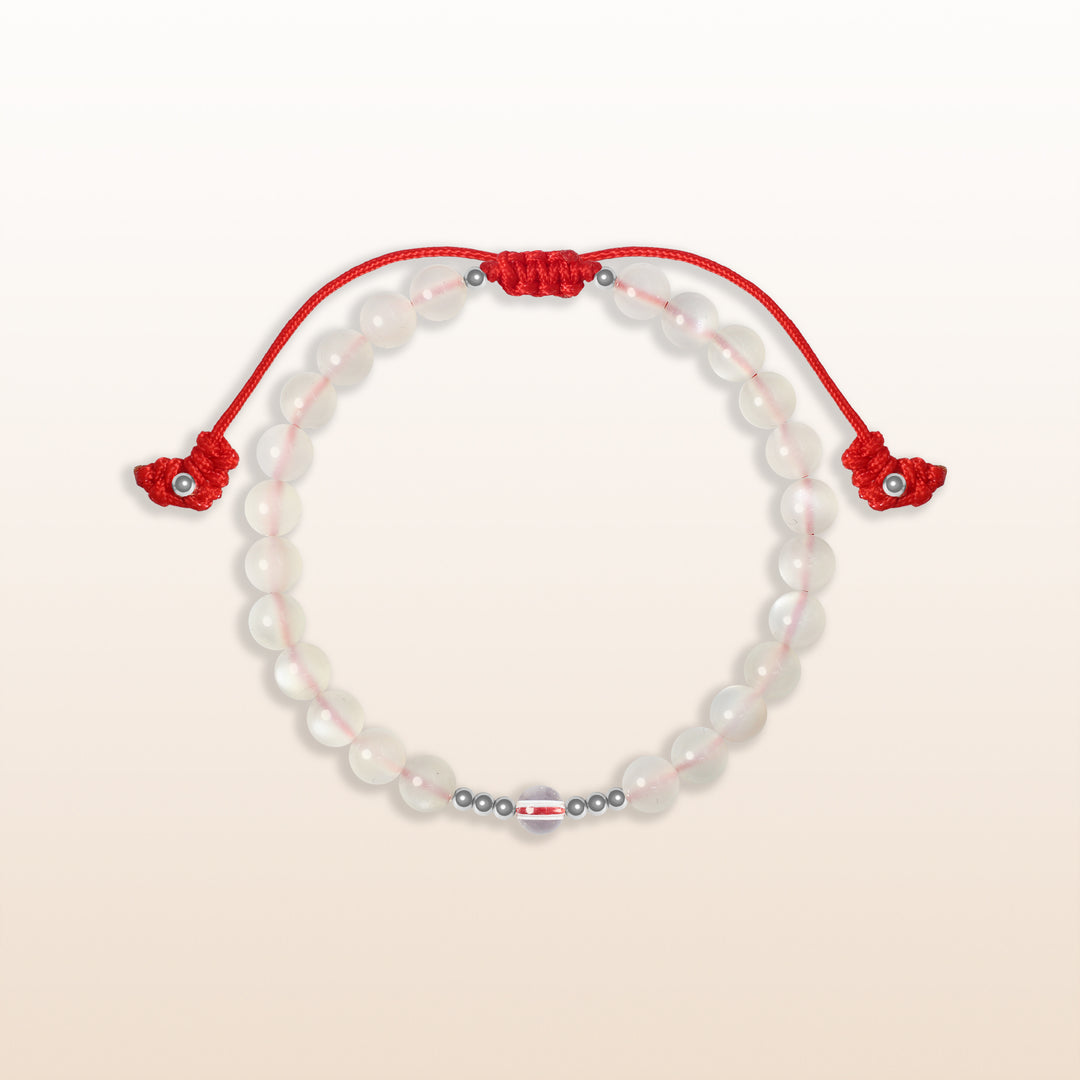 Quartz April Birthstone Red Rope Kid's Bracelet