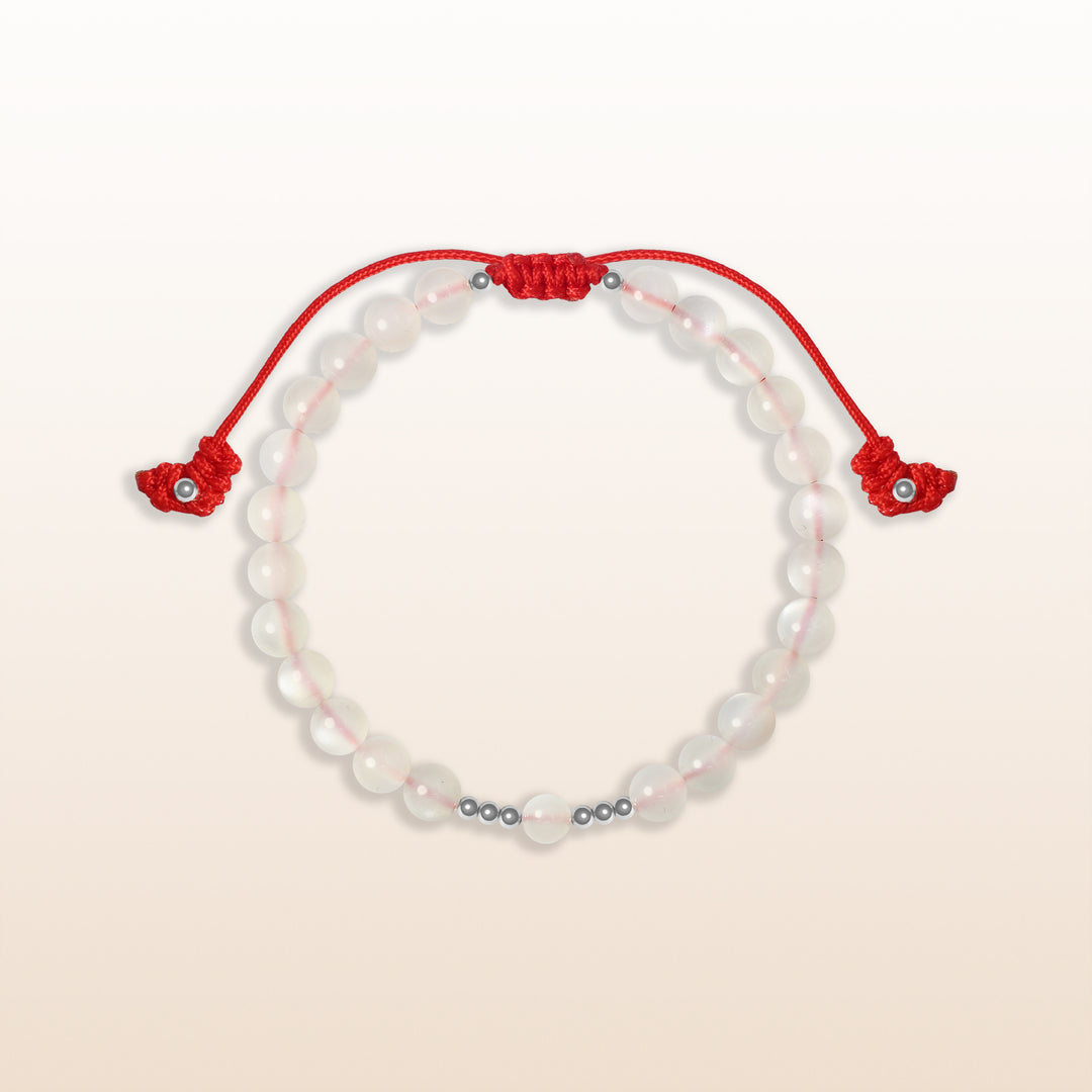 Moonstone June Birthstone Red Rope Kid's Bracelet