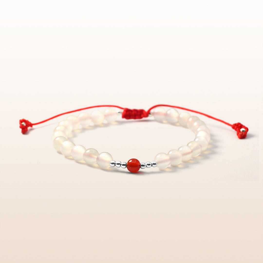 Ruby Agate July Birthstone Red Rope Kid's Bracelet