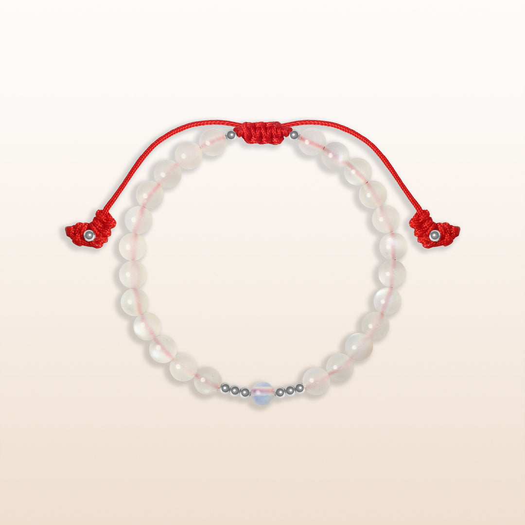 Opal October Birthstone Red Rope Kid's Bracelet