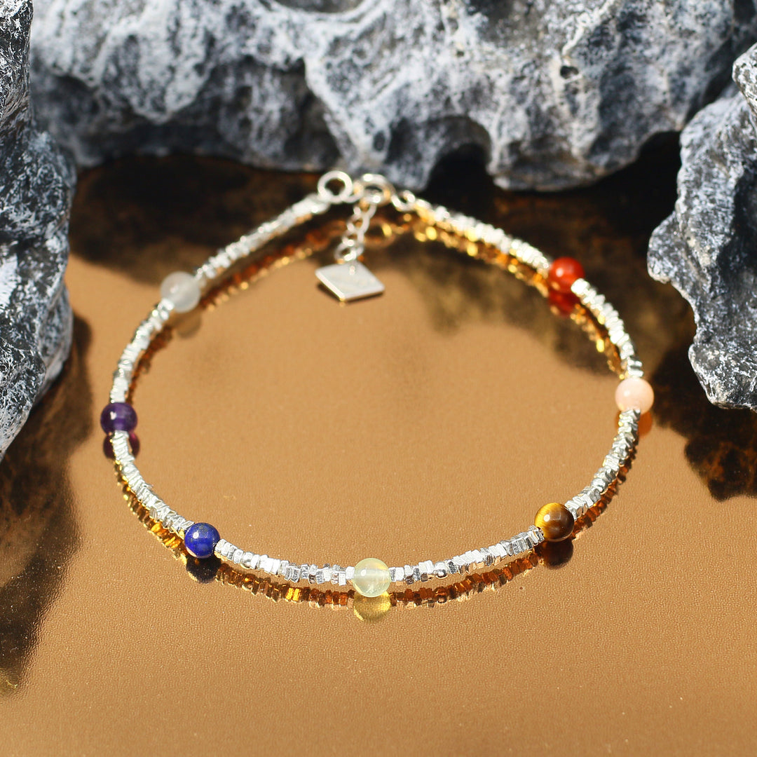 Activate Potential - 7 Chakra Silver Bracelet