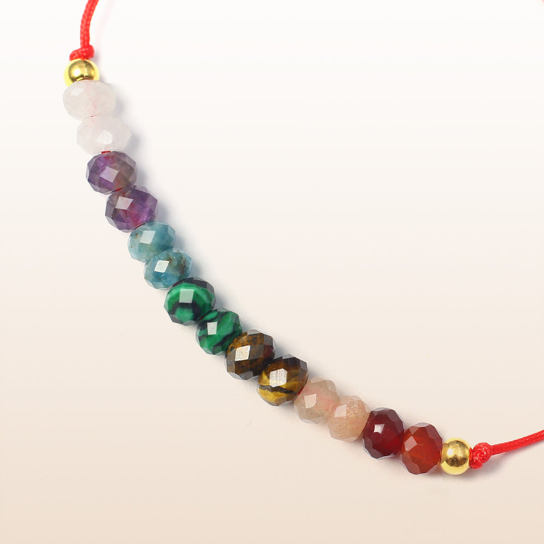 Balanced Journey - 7 Chakra Red Rope Bracelet