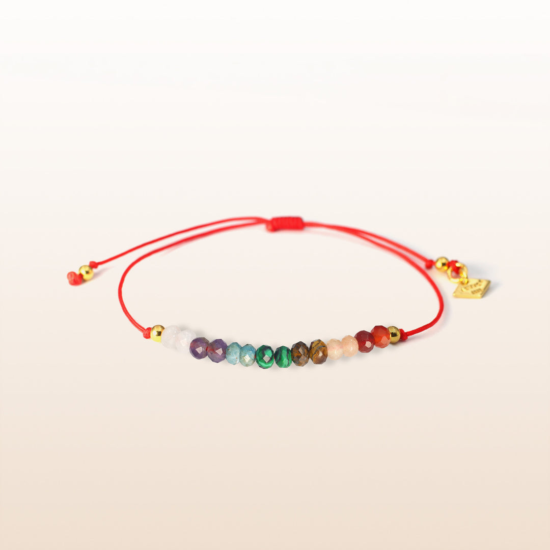 Balanced Journey - 7 Chakra Red Rope Bracelet