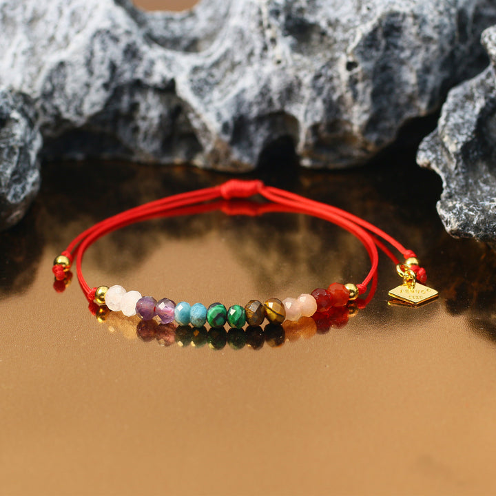 Balanced Journey - 7 Chakra Red Rope Bracelet