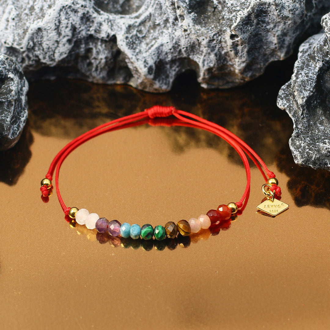 Balanced Journey - 7 Chakra Red Rope Bracelet