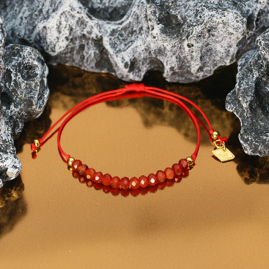 Balanced Journey - Sunstone Chakra Red Rope Bracelet