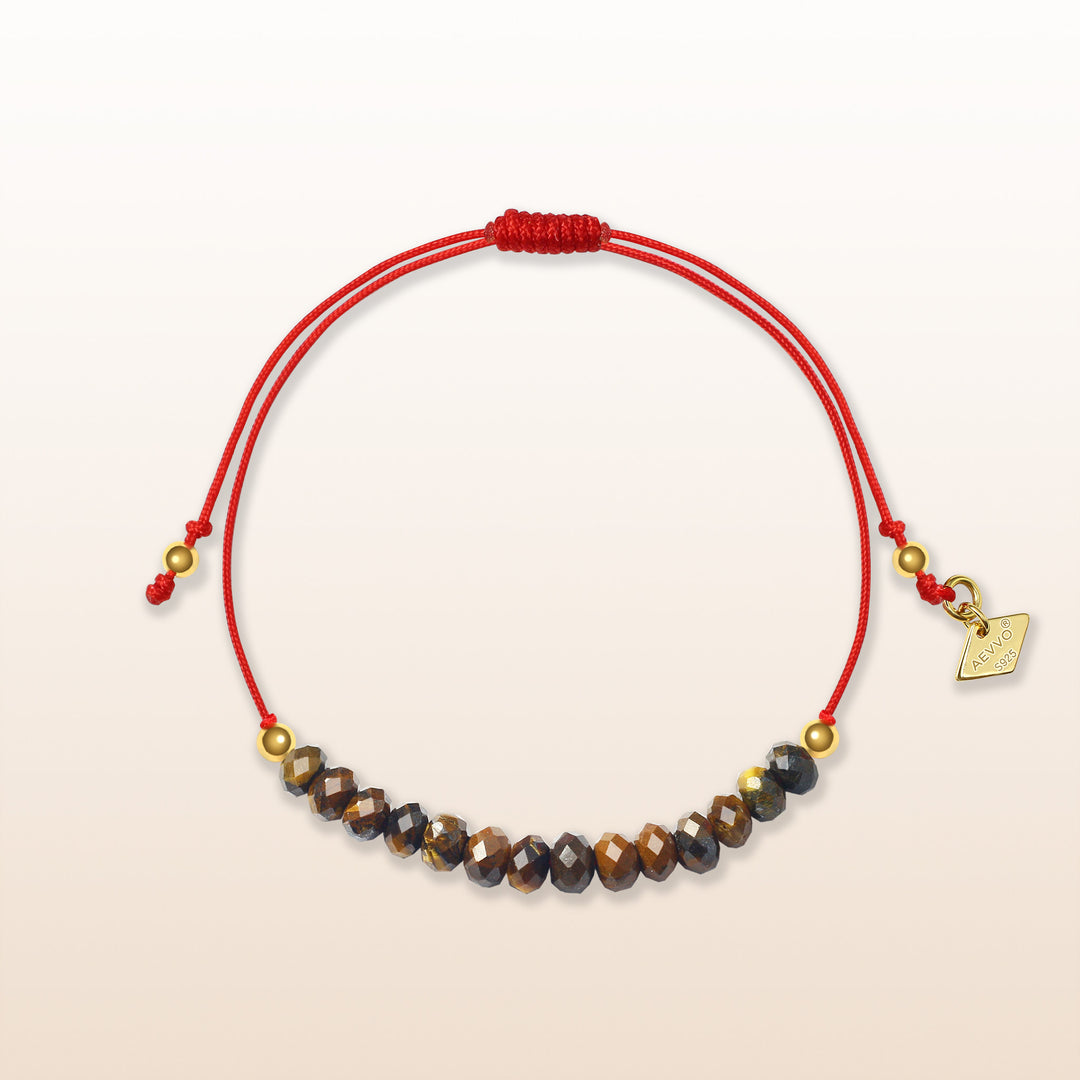 Balanced Journey - Tiger Eye Chakra Red Rope Bracelet