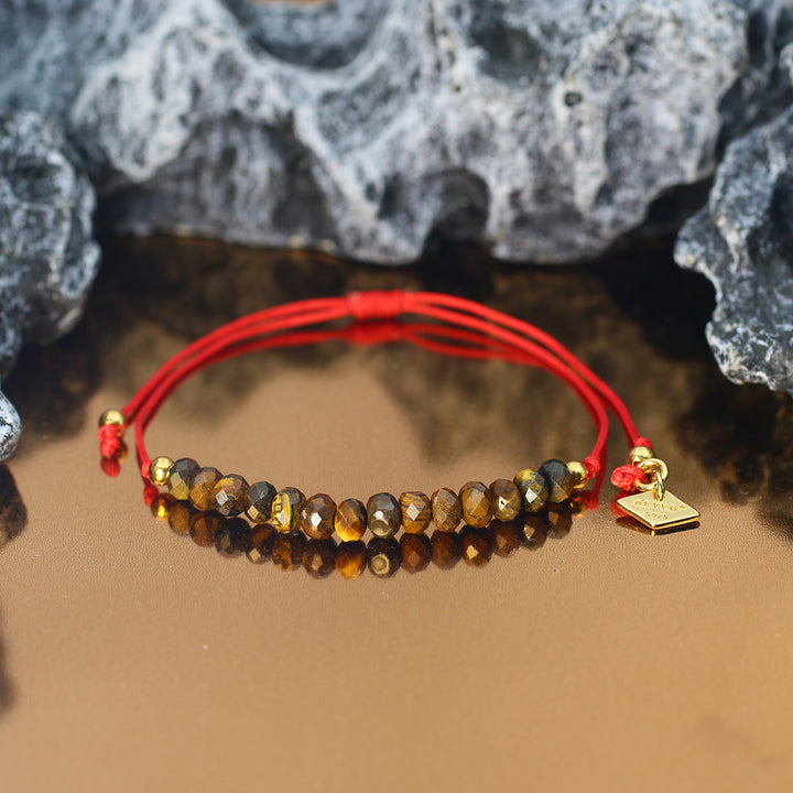 Balanced Journey - Tiger Eye Chakra Red Rope Bracelet