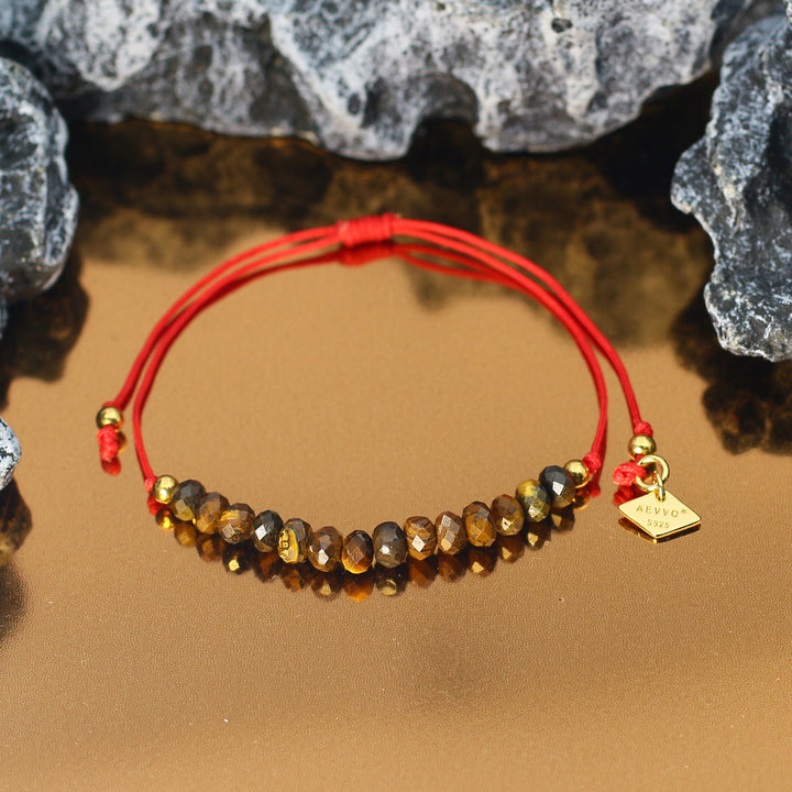 Balanced Journey - Tiger Eye Chakra Red Rope Bracelet