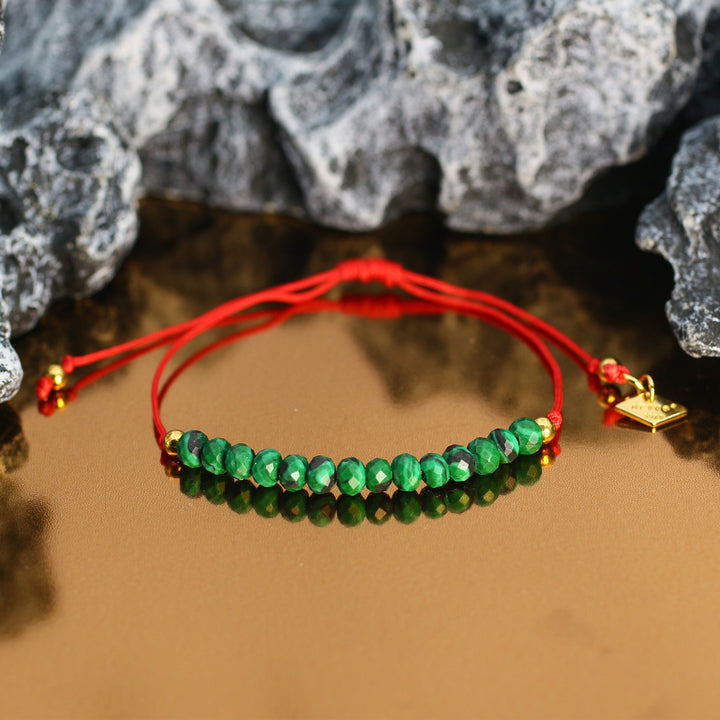 Balanced Journey - Malachite Chakra Red Rope Bracelet