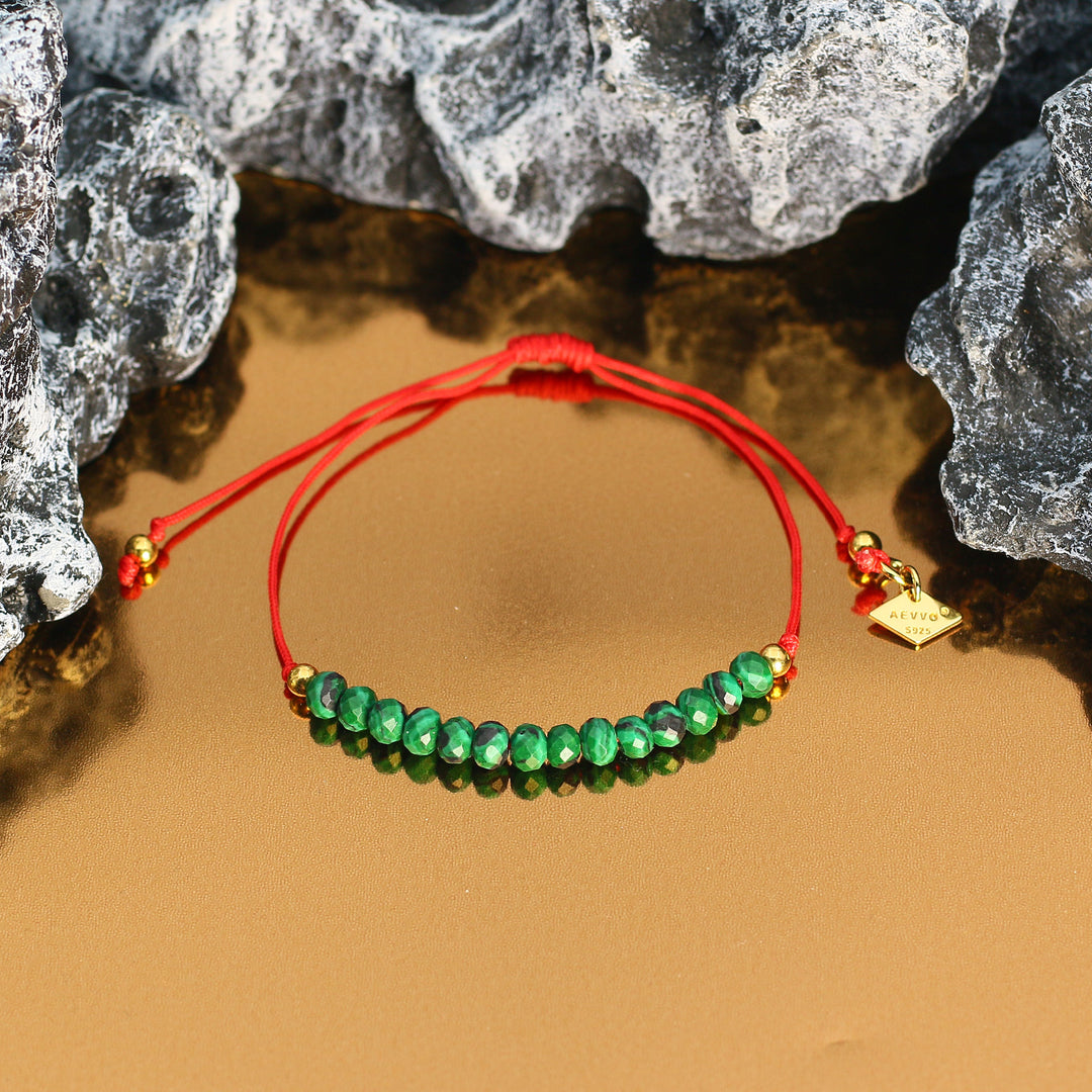 Balanced Journey - Malachite Chakra Red Rope Bracelet