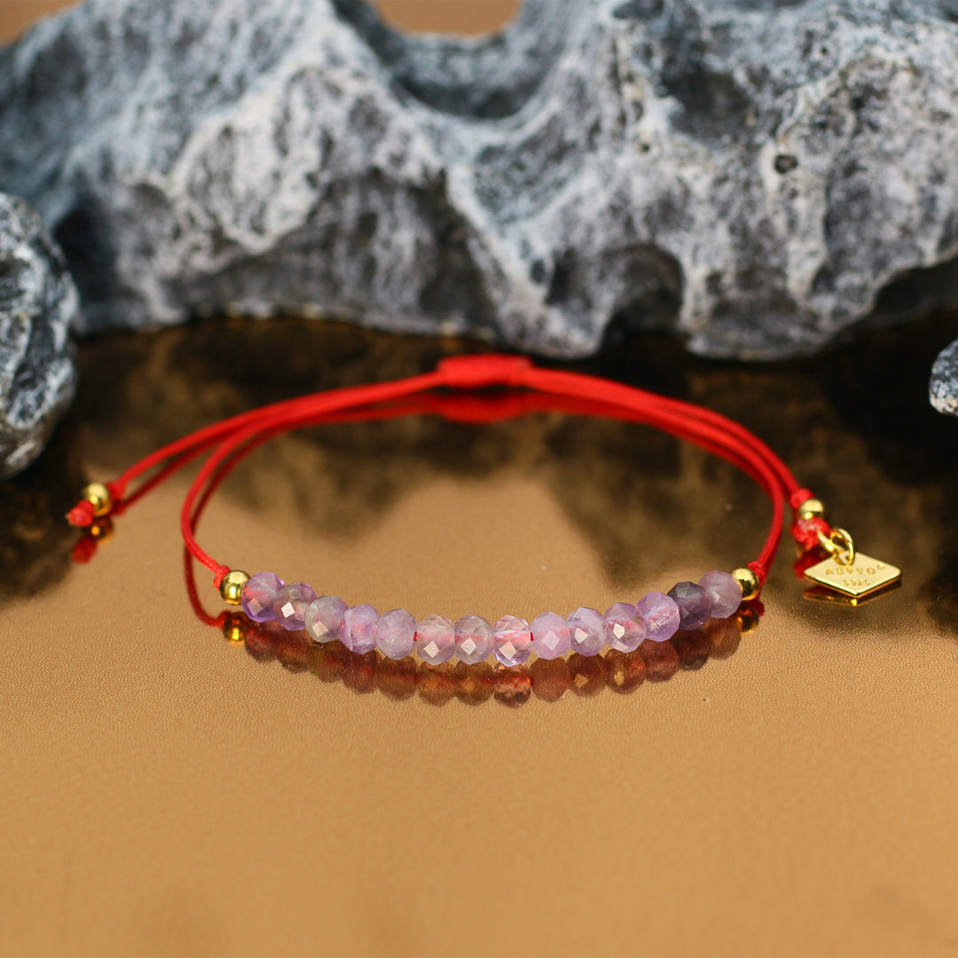 Balanced Journey - Amethyst Chakra Red Rope Bracelet