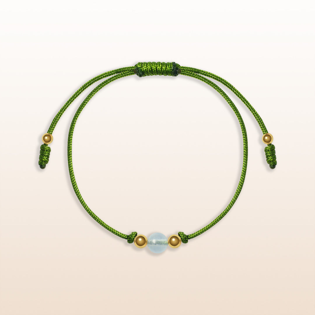 Aquamarine Capricorn Lucky Stone Green Rope Kid's Bracelet