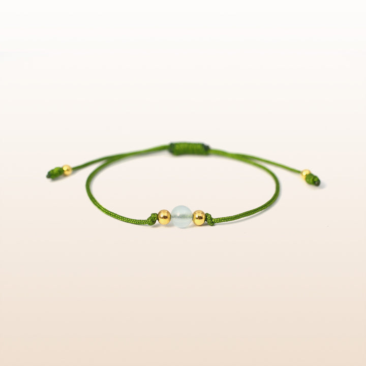 Aquamarine Capricorn Lucky Stone Green Rope Kid's Bracelet