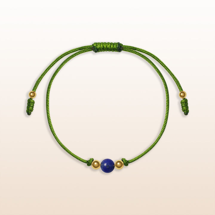 Lapis Lazuli Aquarius Lucky Stone Green Rope Kid's Bracelet