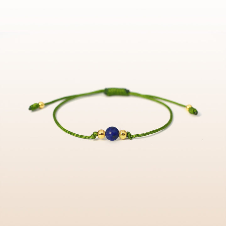 Lapis Lazuli Aquarius Lucky Stone Green Rope Kid's Bracelet