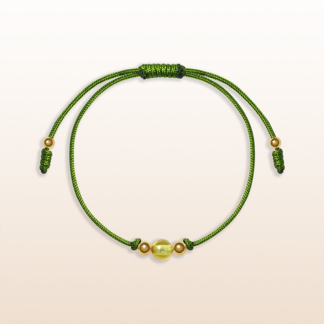 Citrine Pisces Lucky Stone Green Rope Kid's Bracelet