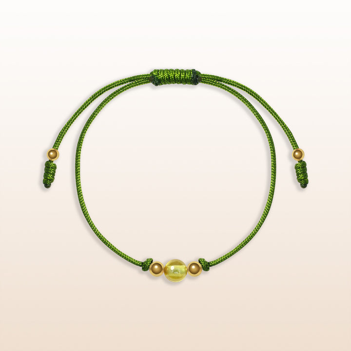 Citrine Pisces Lucky Stone Green Rope Kid's Bracelet