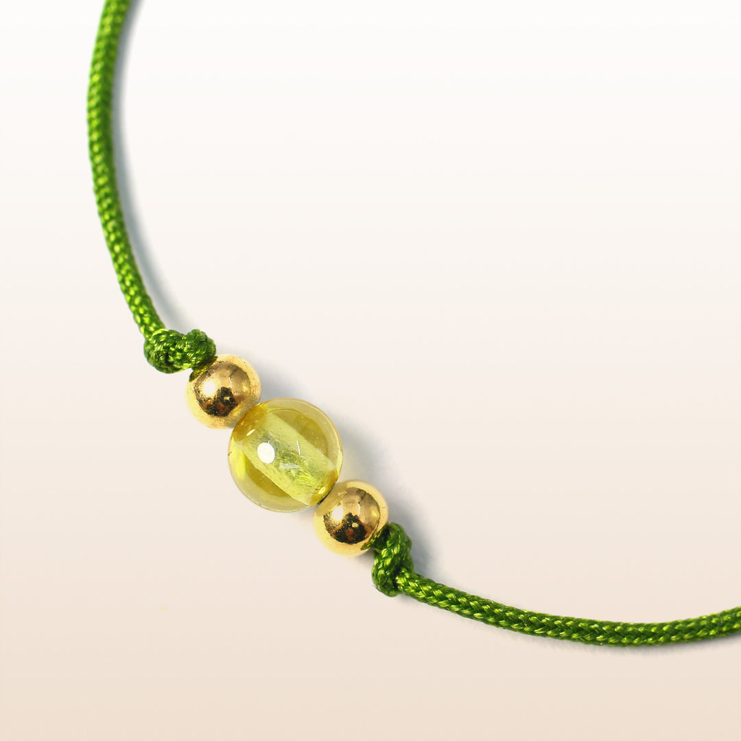 Citrine Pisces Lucky Stone Green Rope Kid's Bracelet