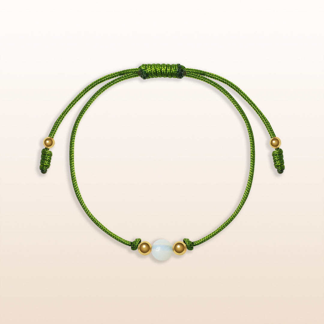 Opal Taurus Lucky Stone Green Rope Kid's Bracelet