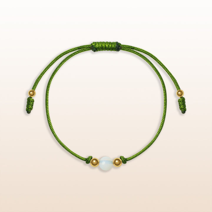 Opal Taurus Lucky Stone Green Rope Kid's Bracelet