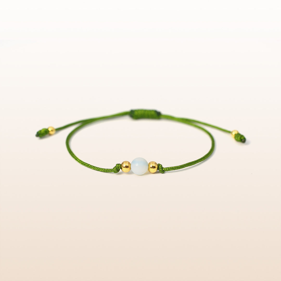 Opal Taurus Lucky Stone Green Rope Kid's Bracelet