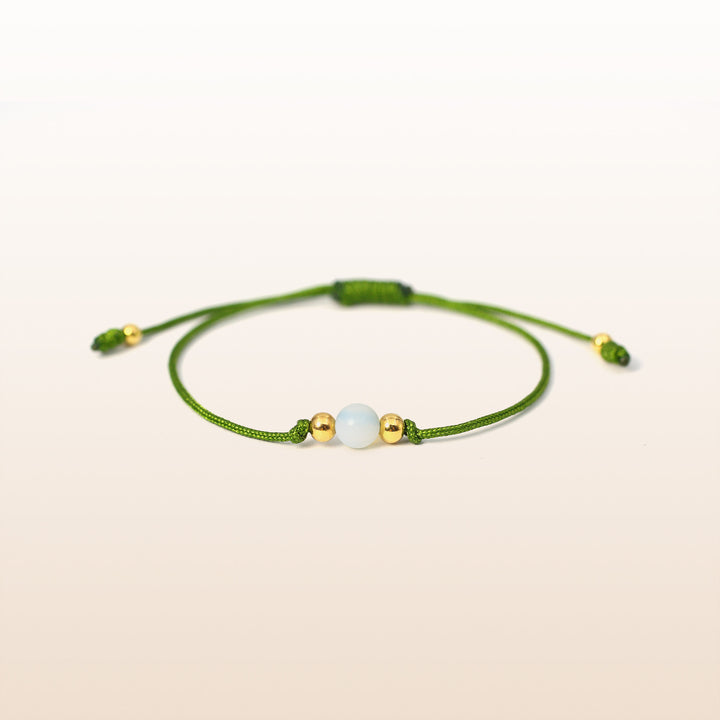 Opal Taurus Lucky Stone Green Rope Kid's Bracelet