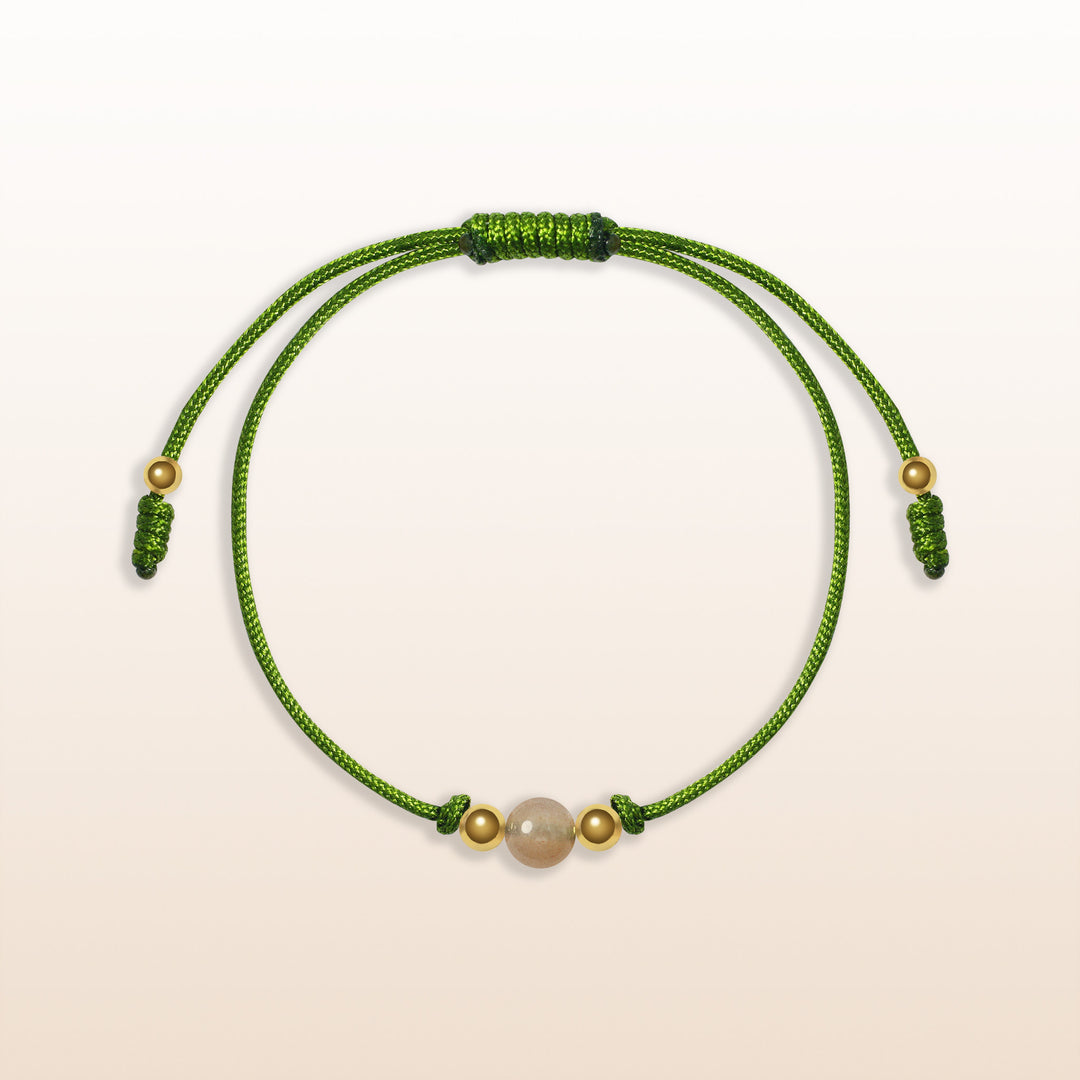 Sunstone Leo Lucky Stone Green Rope Kid's Bracelet