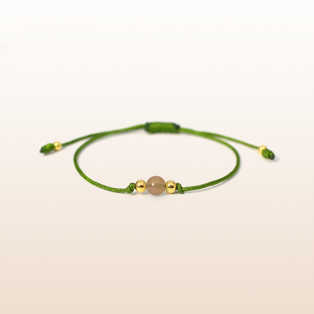 Sunstone Leo Lucky Stone Green Rope Kid's Bracelet