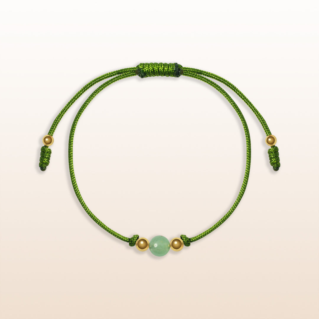 Green Aventurine Virgo Lucky Stone Green Rope Kid's Bracelet