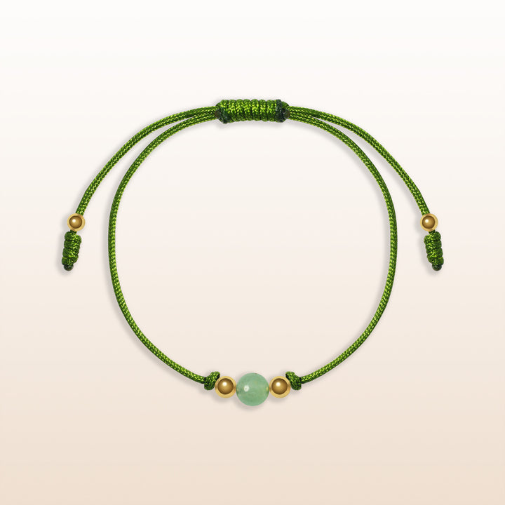 Green Aventurine Virgo Lucky Stone Green Rope Kid's Bracelet