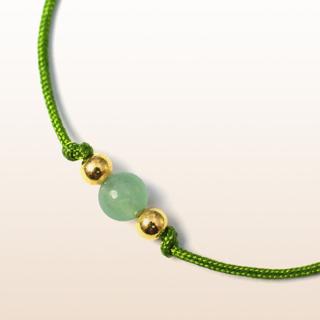 Green Aventurine Virgo Lucky Stone Green Rope Kid's Bracelet