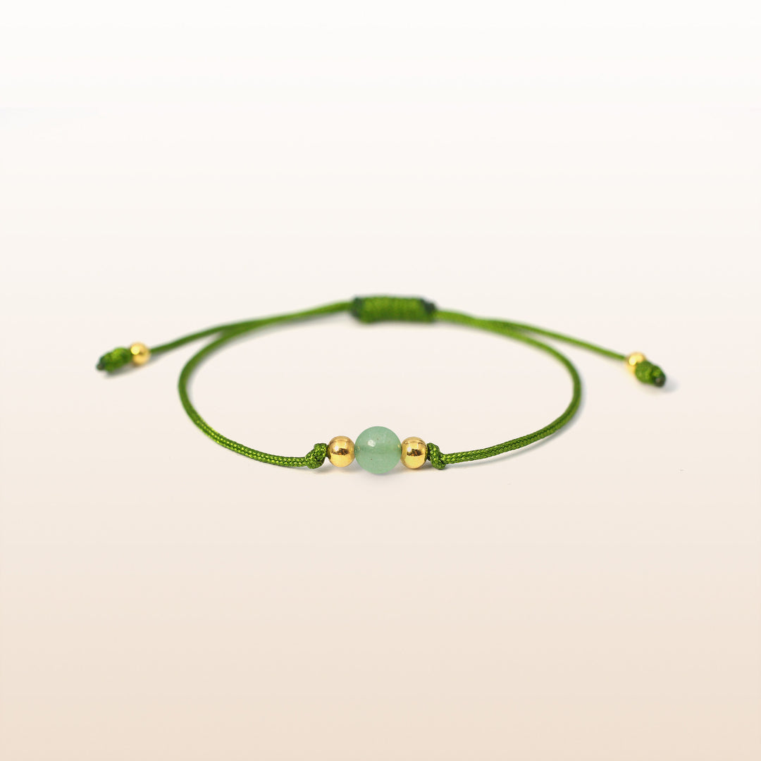 Green Aventurine Virgo Lucky Stone Green Rope Kid's Bracelet