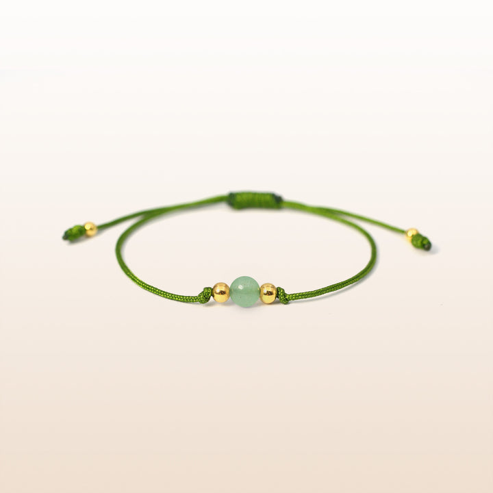 Green Aventurine Virgo Lucky Stone Green Rope Kid's Bracelet