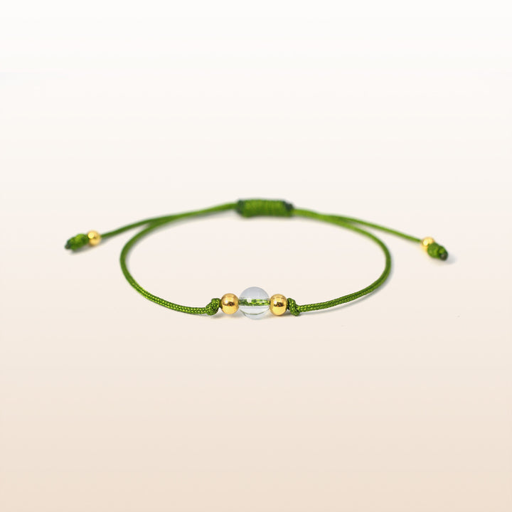 Quartz Libra Lucky Stone Green Rope Kid's Bracelet