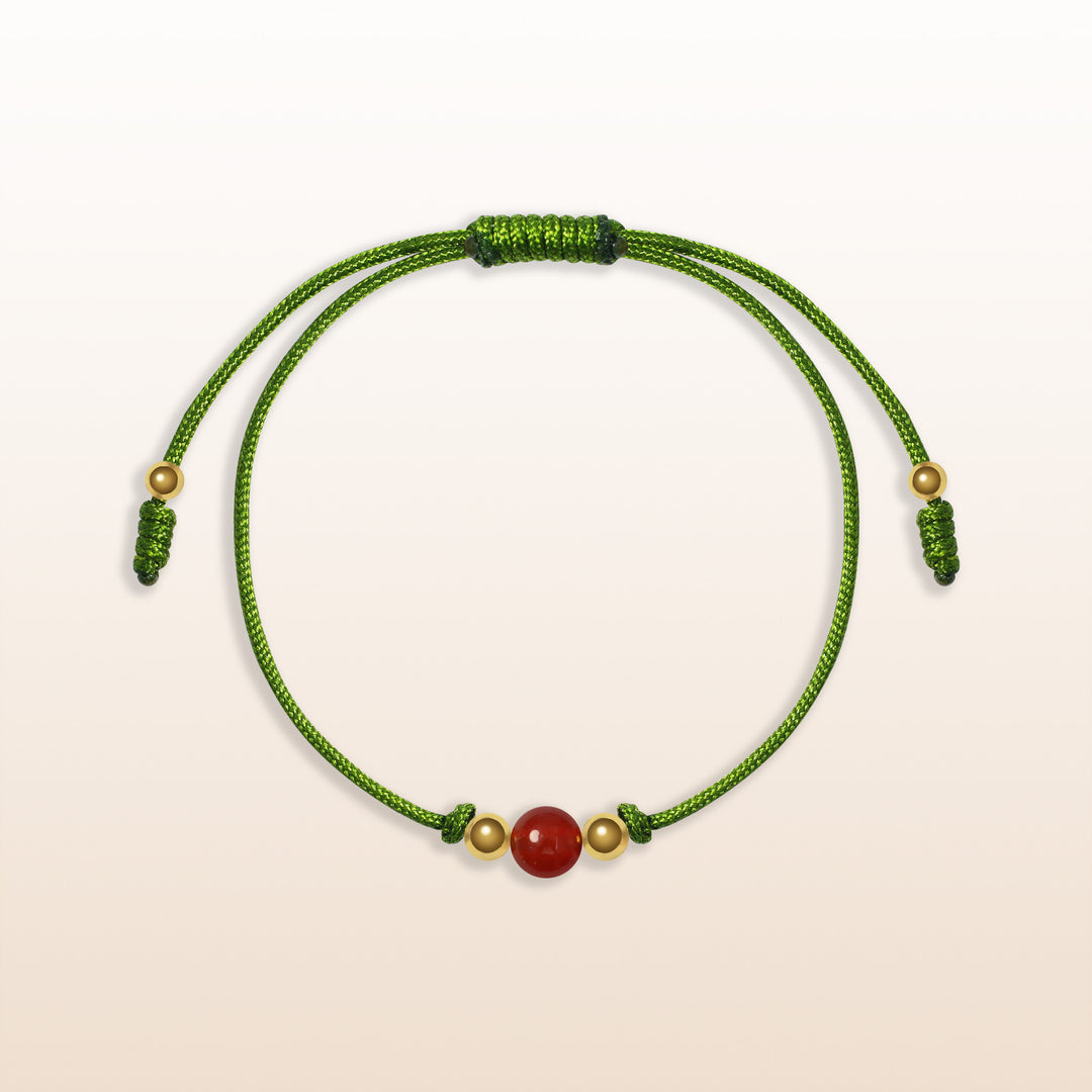 Red Agate Scorpio Lucky Stone Green Rope Kid's Bracelet