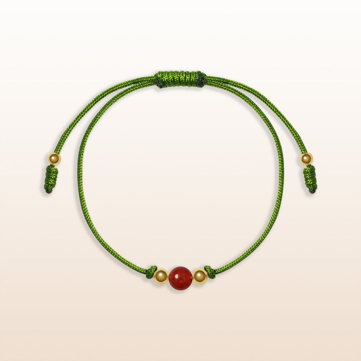 Red Agate Scorpio Lucky Stone Green Rope Kid's Bracelet