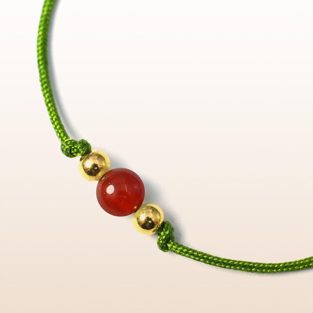 Red Agate Scorpio Lucky Stone Green Rope Kid's Bracelet