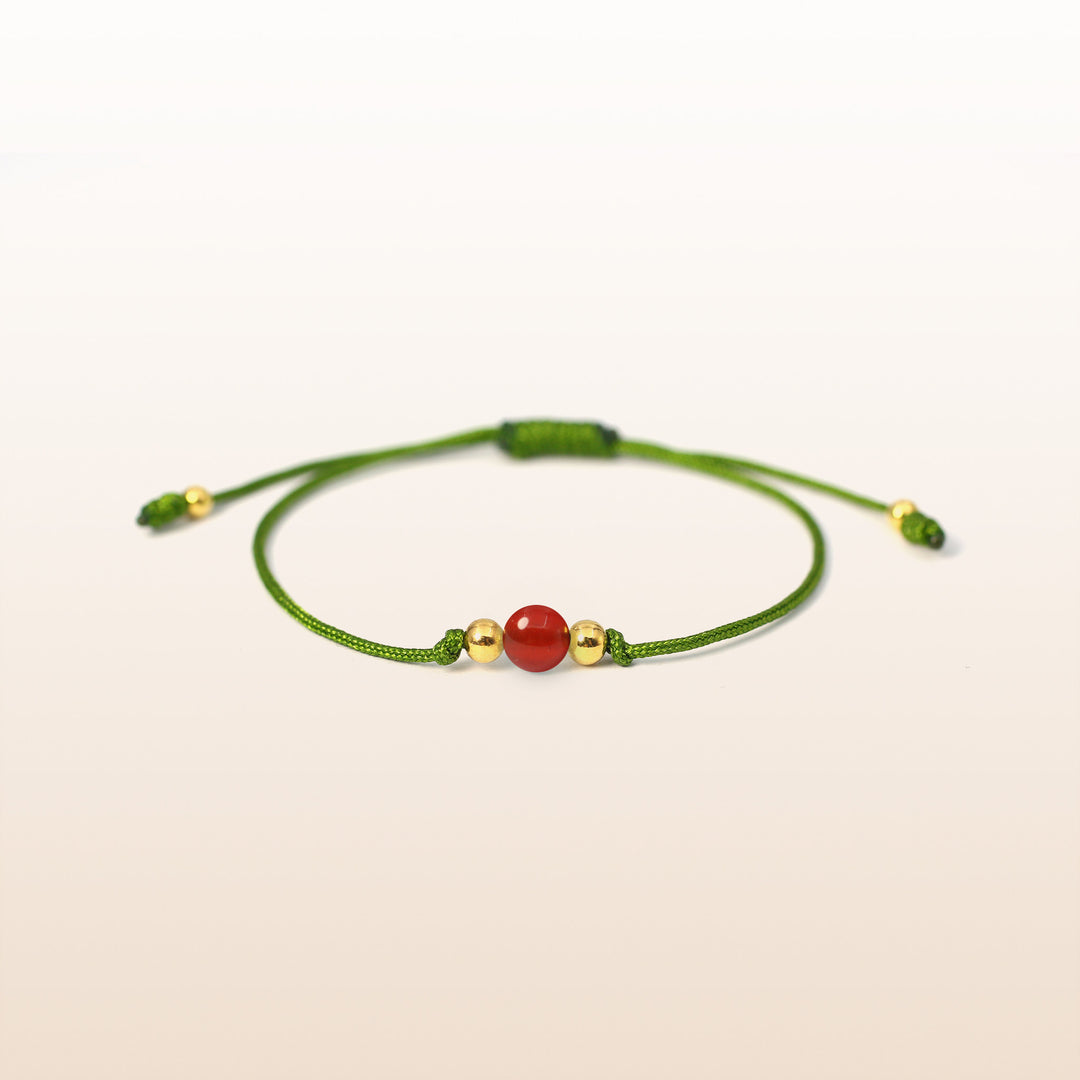 Red Agate Scorpio Lucky Stone Green Rope Kid's Bracelet