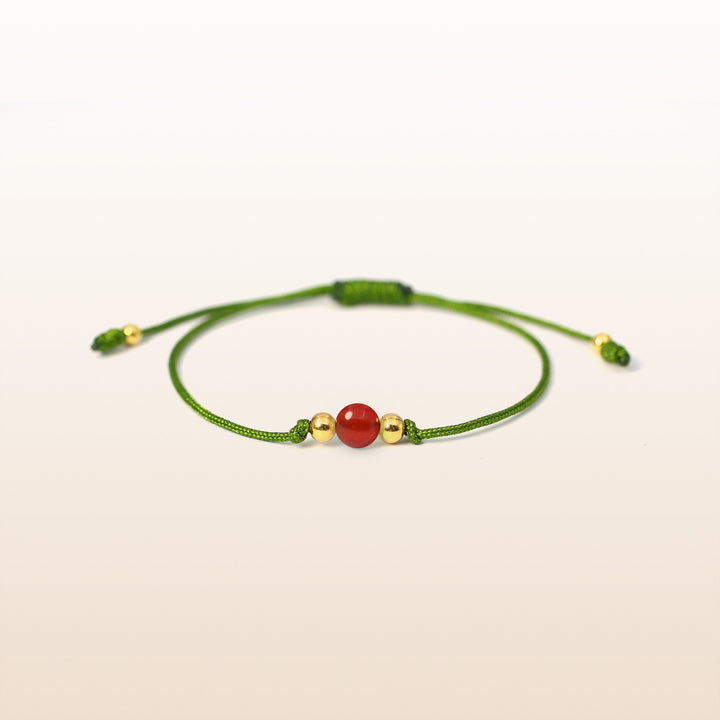 Red Agate Scorpio Lucky Stone Green Rope Kid's Bracelet