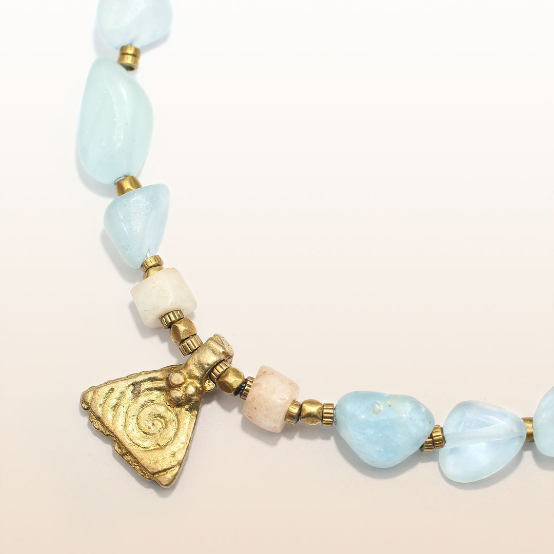 Aquamarine Bracelet With Triangular Symbol