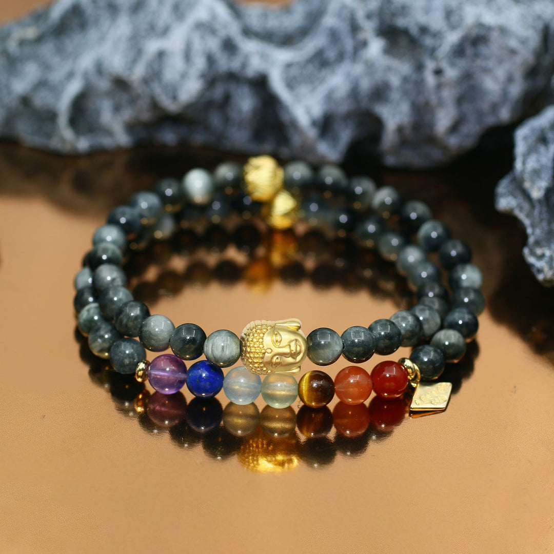 Awakening in Tranquility-7 Chakra Double Wrap Bracelet