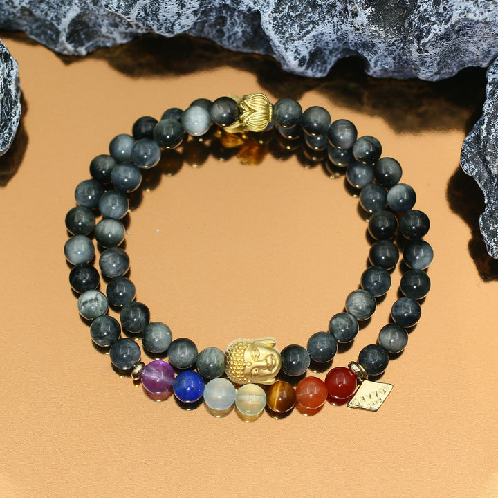 Awakening in Tranquility-7 Chakra Double Wrap Bracelet