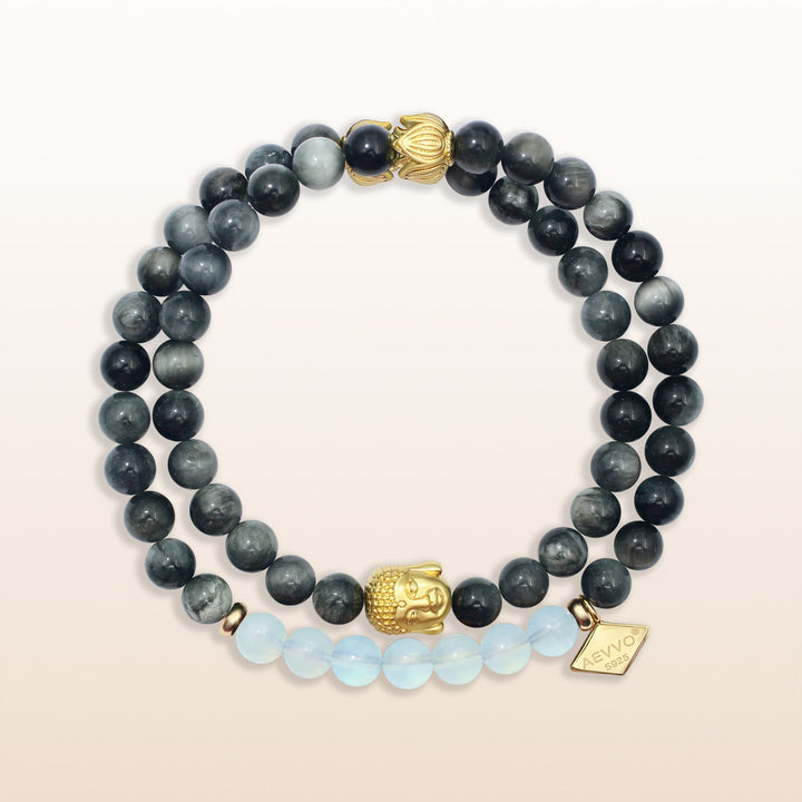 Awakening in Tranquility-Aquamarine Throat Chakra Double Wrap Bracelet