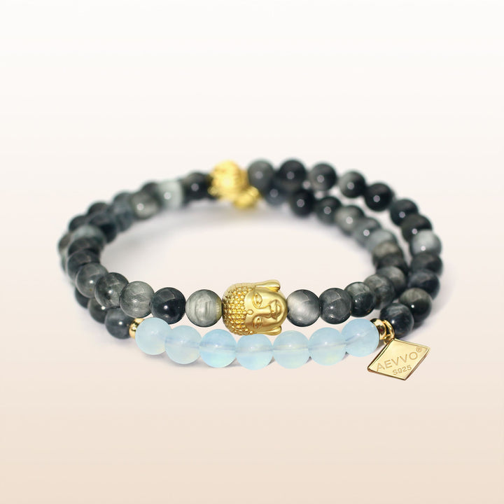 Awakening in Tranquility-Aquamarine Throat Chakra Double Wrap Bracelet