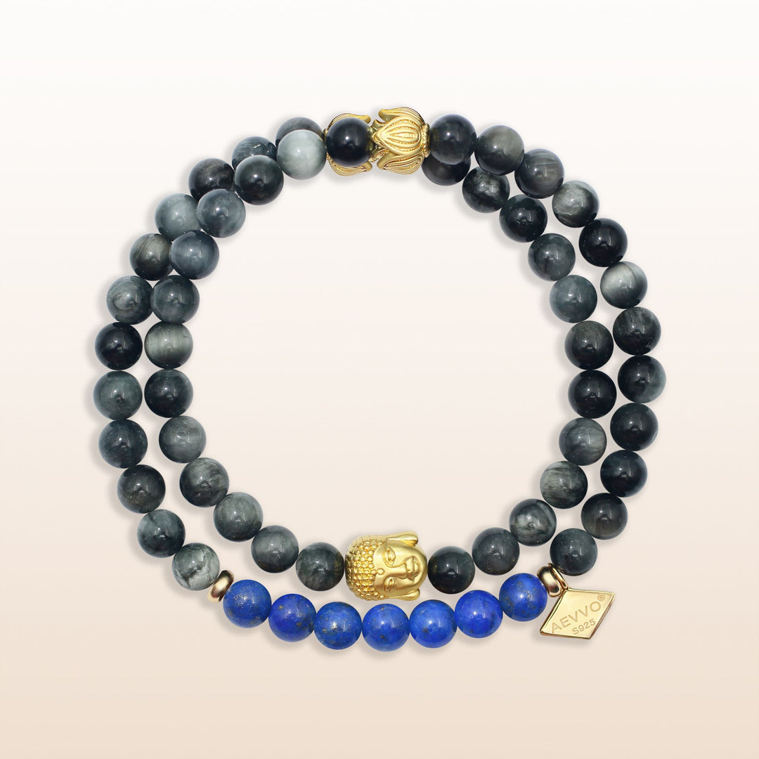 Awakening in Tranquility-Lapis Lazuli Third Eye Chakra Double Wrap Bracelet