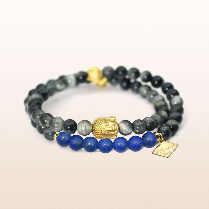 Awakening in Tranquility-Lapis Lazuli Third Eye Chakra Double Wrap Bracelet